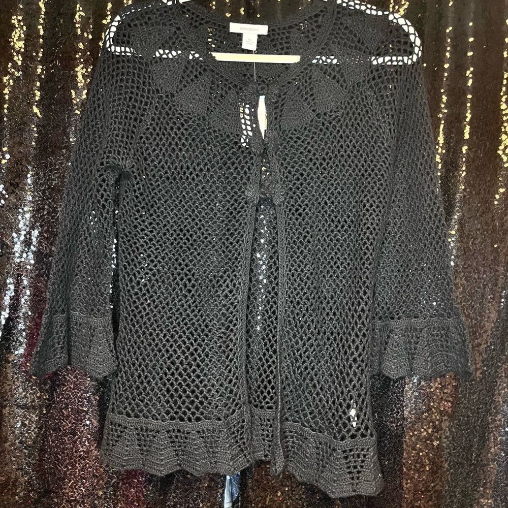 Dressbarn Black Sequin Cardigan
